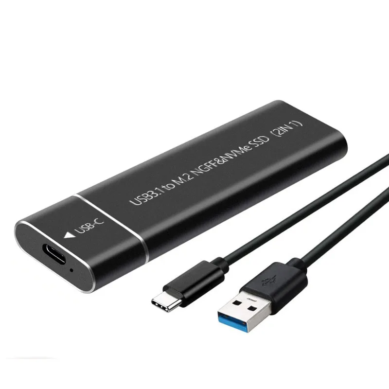 Кишеня для SSD M.2 NVMe/SATA (NGFF) TNP02, USB Type-C, метал, кабель A-C, чорний - зображення 1