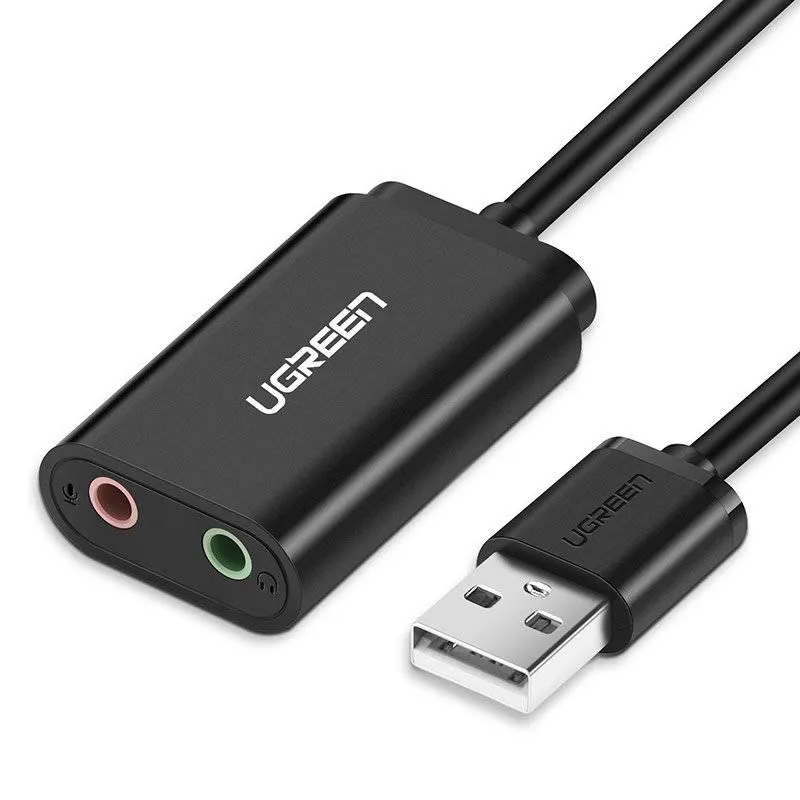 Звукова карта USB AUX jack, 2*TRS (Mic + Ear) ALC4042 Ugreen Чорна US205 - мініатюра 2