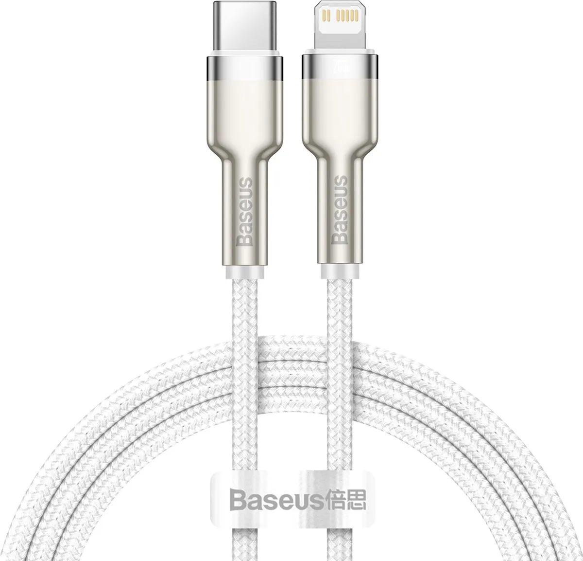 Кабель Baseus Cafule Metal USB-C-Lightning, 1м White (CATLJK-A02) - зображення 1
