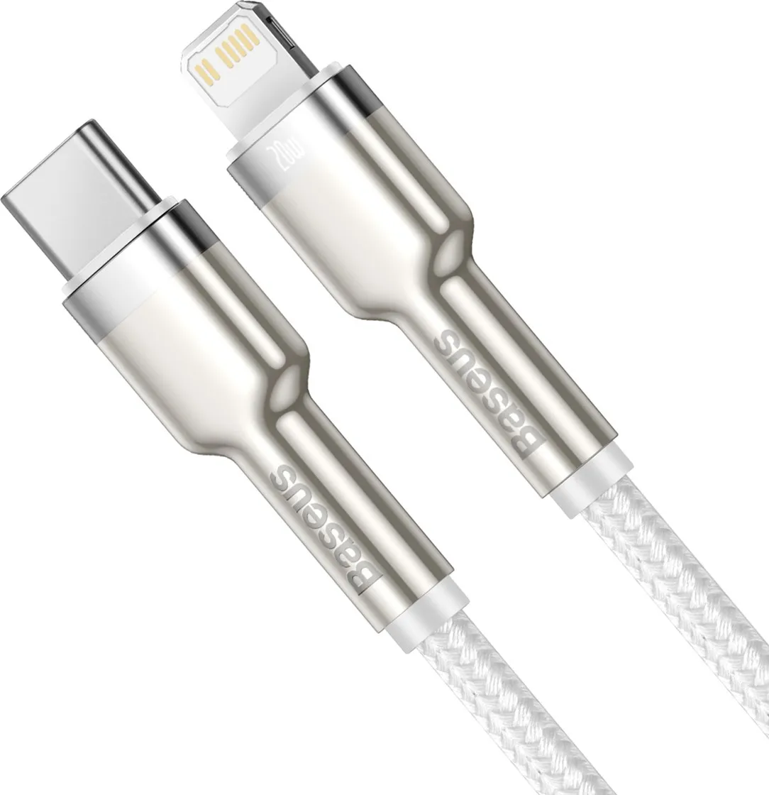 Кабель Baseus Cafule Metal USB-C-Lightning, 1м White (CATLJK-A02) - мініатюра 2