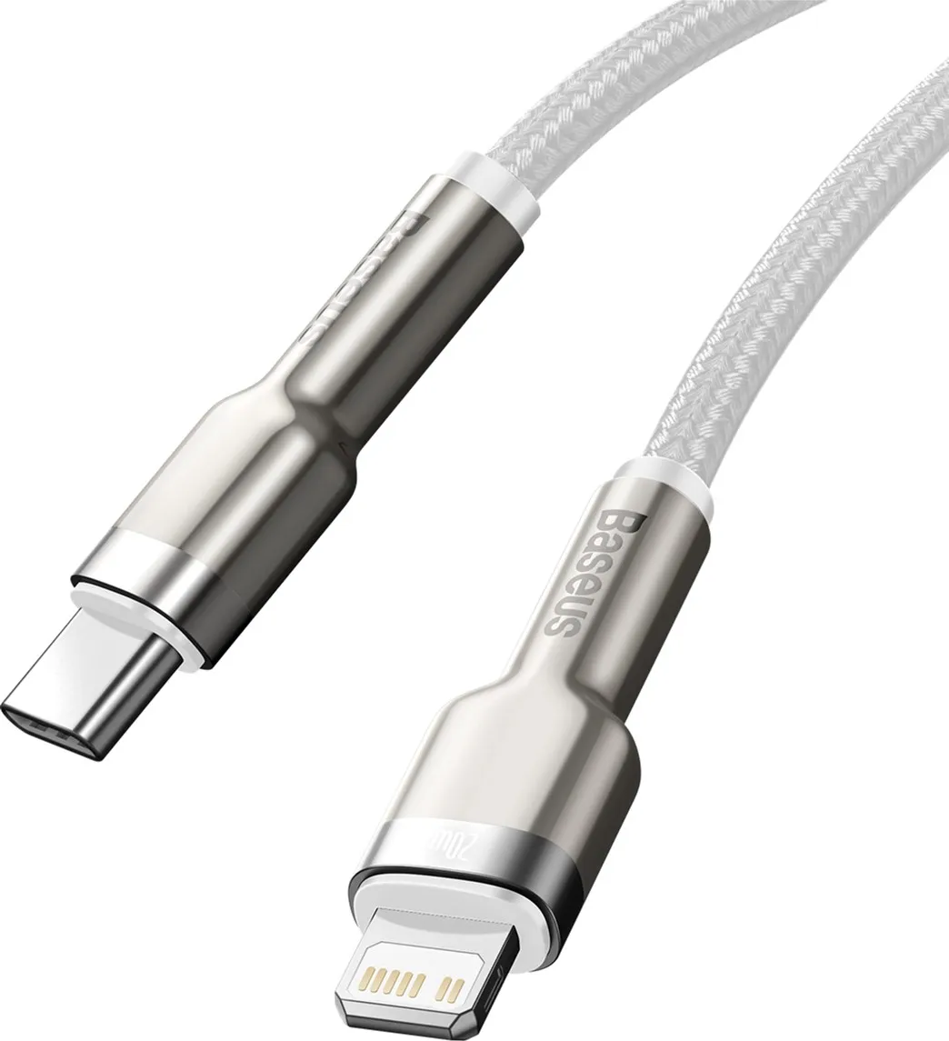 Кабель Baseus Cafule Metal USB-C-Lightning, 1м White (CATLJK-A02) - мініатюра 3