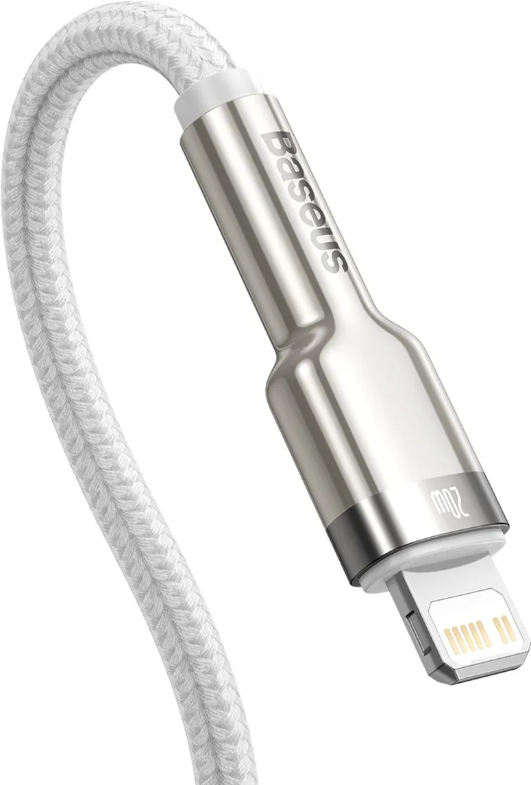 Кабель Baseus Cafule Metal USB-C-Lightning, 1м White (CATLJK-A02) - мініатюра 4