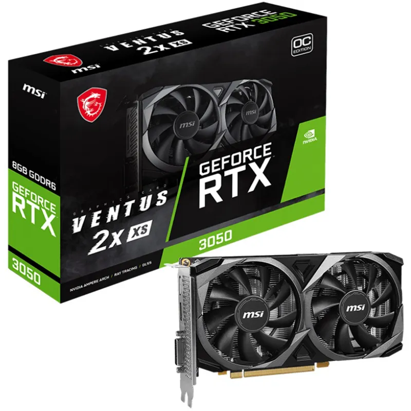Відеокарта GF RTX 3050 8GB GDDR6 Ventus 2X XS OC MSI (GeForce RTX 3050 VENTUS 2X XS 8G OC) - зображення 1