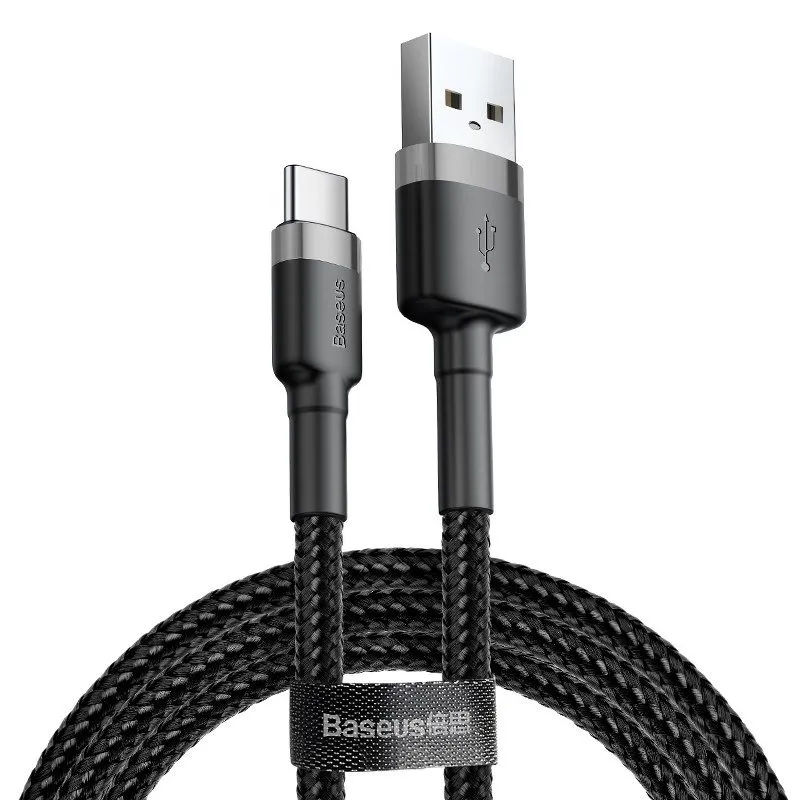 Кабель Baseus Cafule USB-USB-C, 2A, 3м Gray/Black (CATKLF-UG1) - зображення 1
