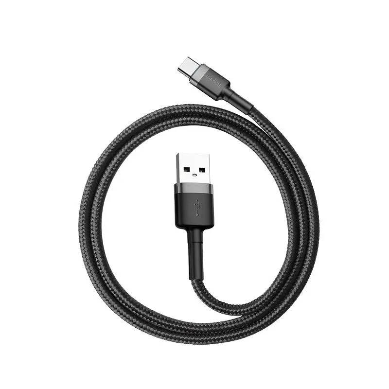 Кабель Baseus Cafule USB-USB-C, 2A, 3м Gray/Black (CATKLF-UG1) - мініатюра 3