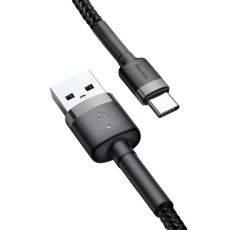 Кабель Baseus Cafule USB-USB-C, 2A, 3м Gray/Black (CATKLF-UG1) - мініатюра 4