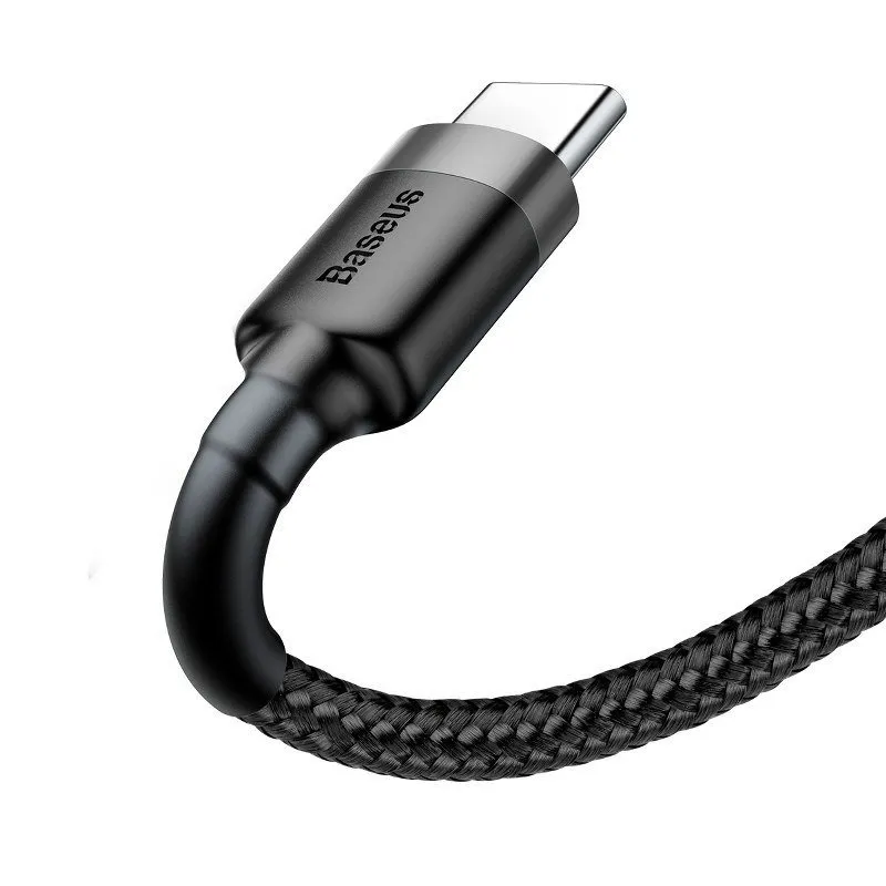 Кабель Baseus Cafule USB-USB-C, 2A, 3м Gray/Black (CATKLF-UG1) - мініатюра 5