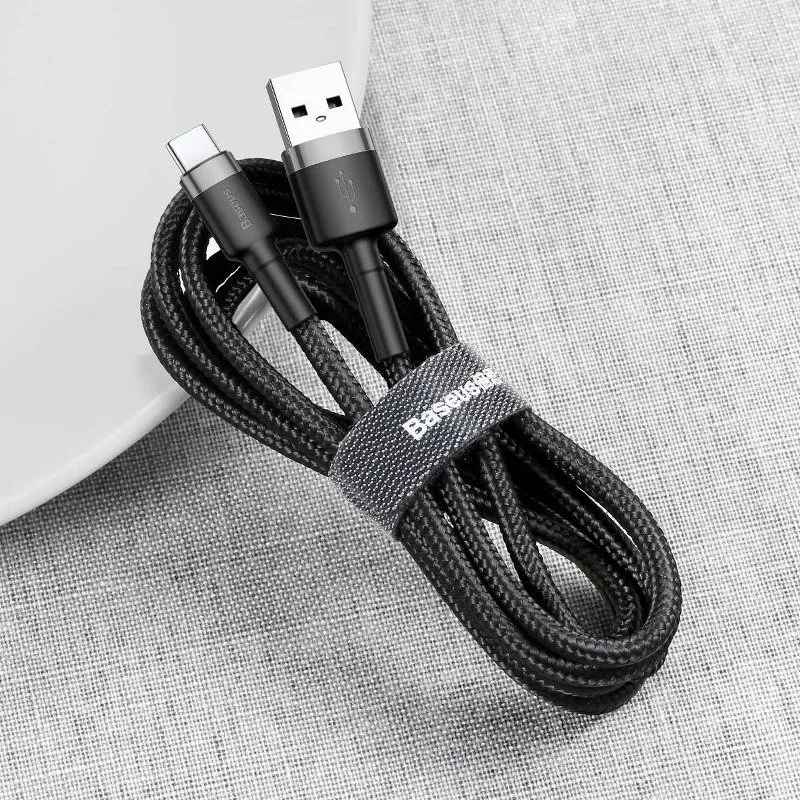 Кабель Baseus Cafule USB-USB-C, 2A, 3м Gray/Black (CATKLF-UG1) - мініатюра 6