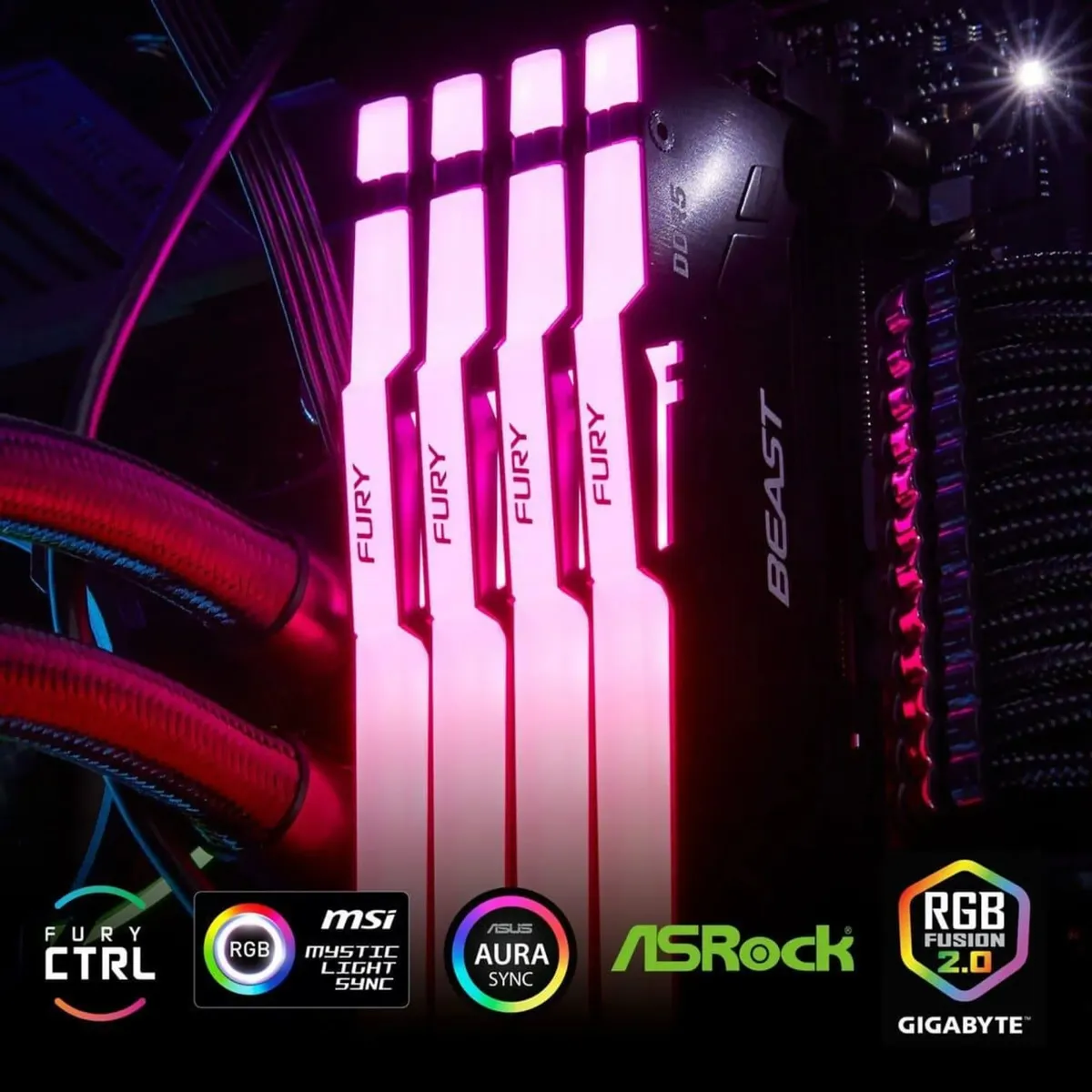Модуль пам`ятi DDR5 16GB/6000 Kingston Fury Beast RGB Expo Black (KF560C30BBEAK2-16) - мініатюра 5