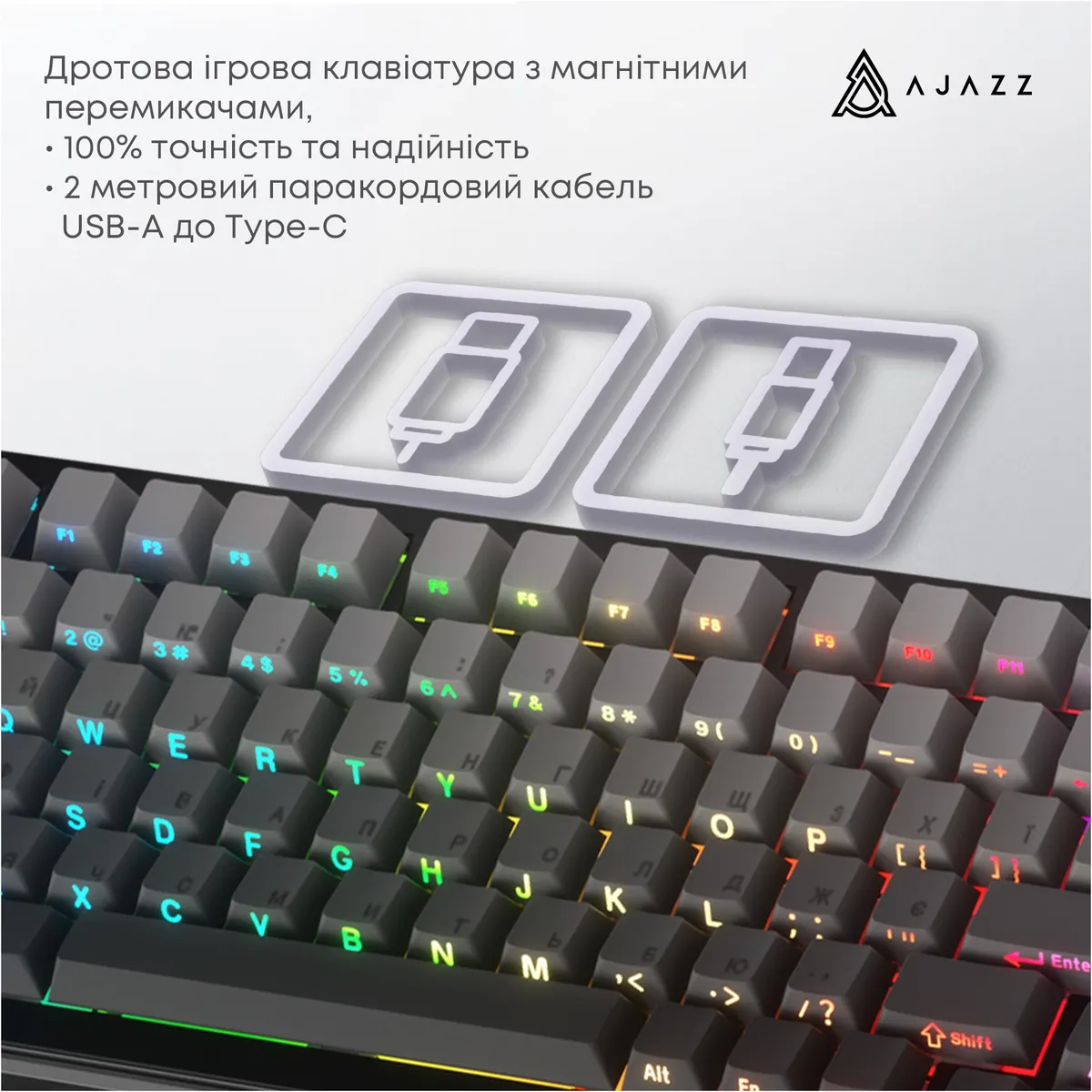 Клавіатура Ajazz AK820 Max Magnetic Switch RGB Gradient Black (AK820MAX-M-S-GG) - мініатюра 6