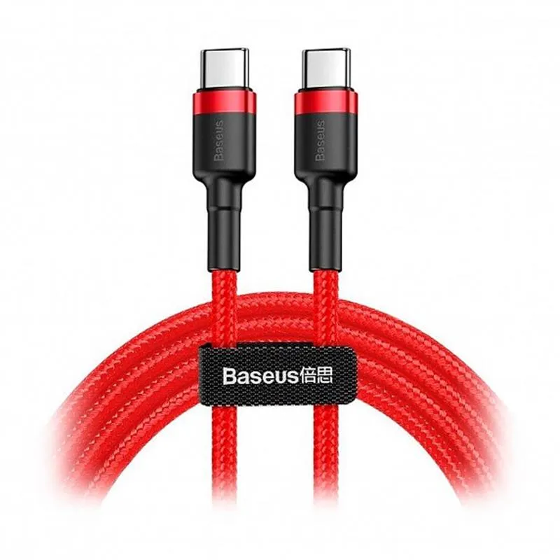 Кабель Baseus Cafule USB-C-USB-C, PD2.0 60W 1м Red (CATKLF-G09) - зображення 1