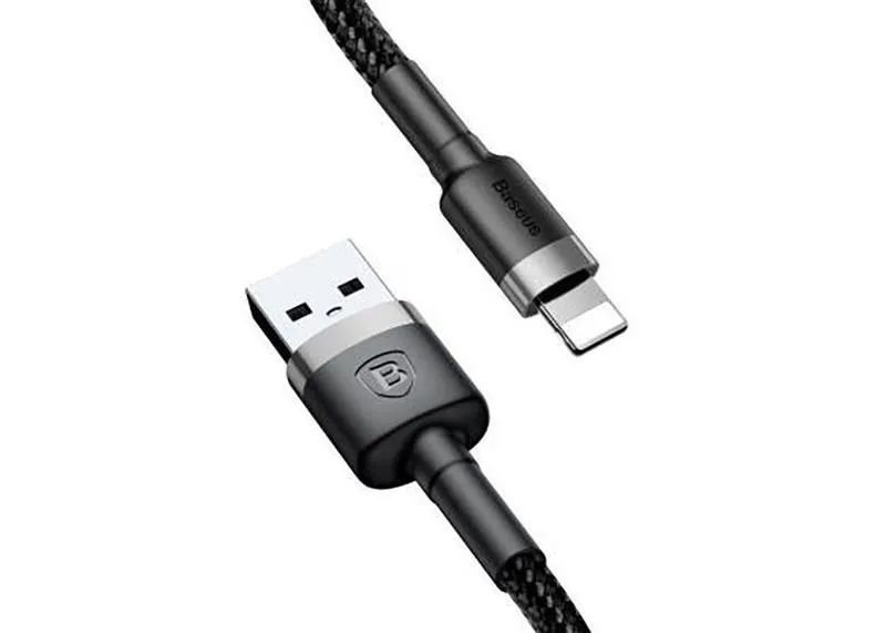 Кабель Baseus Cafule USB-Lightning, 0.5м Grey-Black (CALKLF-AG1) - мініатюра 3