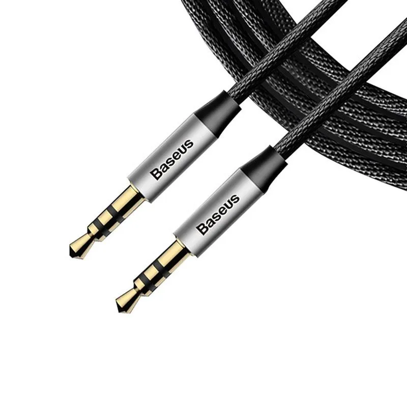 Аудіо-кабель Baseus Yiven M30 3.5 мм-M/3.5 мм-M, 1 м, Silver/Black (CAM30-BS1) - зображення 1
