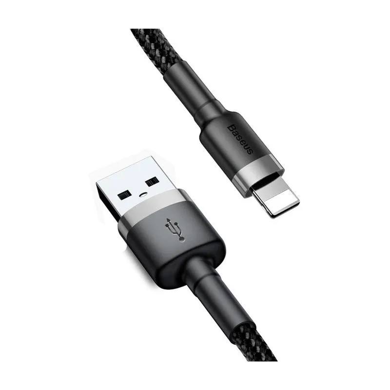 Кабель Baseus Cafule USB-Lightning, 2A, 3м Black/Grey (CALKLF-RG1) - мініатюра 2