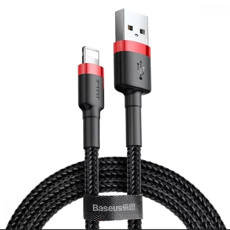 Кабель Baseus Cafule USB-Lightning, 2A, 3м Black/Red (CALKLF-R91) - зображення 1