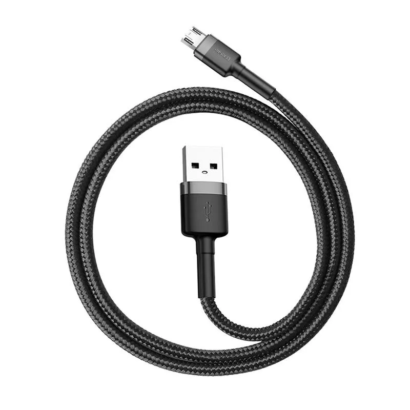 Кабель Baseus Cafule USB-microUSB, 1.5A, 2м Black/Grey (CAMKLF-CG1) - мініатюра 2