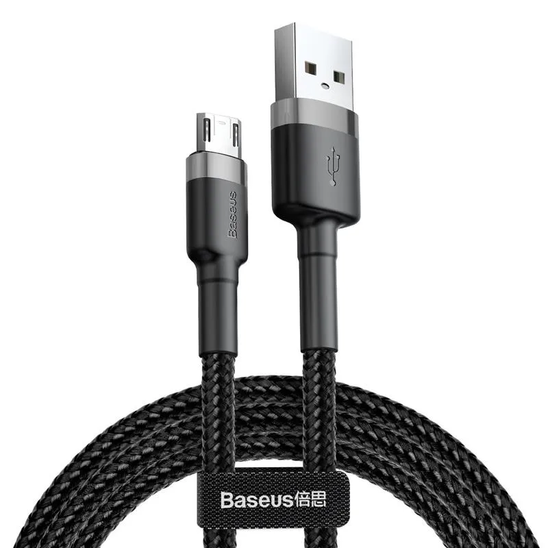 Кабель Baseus Cafule USB-microUSB, 1.5A, 2м Black/Grey (CAMKLF-CG1) - мініатюра 3
