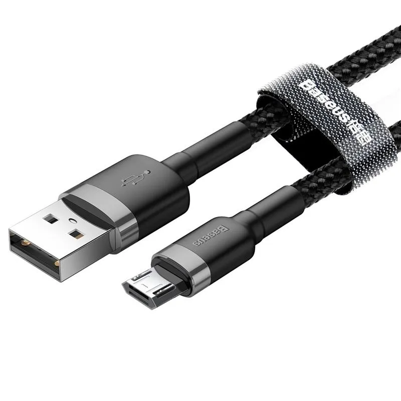 Кабель Baseus Cafule USB-microUSB, 1.5A, 2м Black/Grey (CAMKLF-CG1) - мініатюра 4