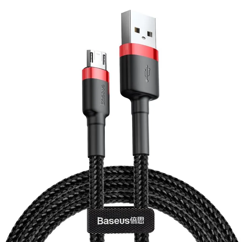Кабель Baseus Cafule USB-microUSB, 1.5A, 2м Black/Red (CAMKLF-C91) - зображення 1