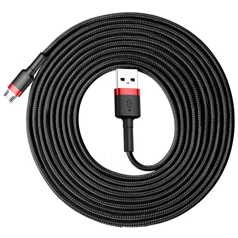 Кабель Baseus Cafule USB-microUSB, 1.5A, 2м Black/Red (CAMKLF-C91) - мініатюра 3