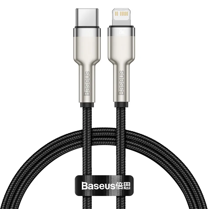 Кабель Baseus Cafule Metal USB-C-Lightning, 1м Black (CATLJK-A01) - зображення 1