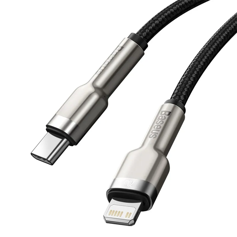 Кабель Baseus Cafule Metal USB-C-Lightning, 2м Black (CATLJK-B01) - мініатюра 4