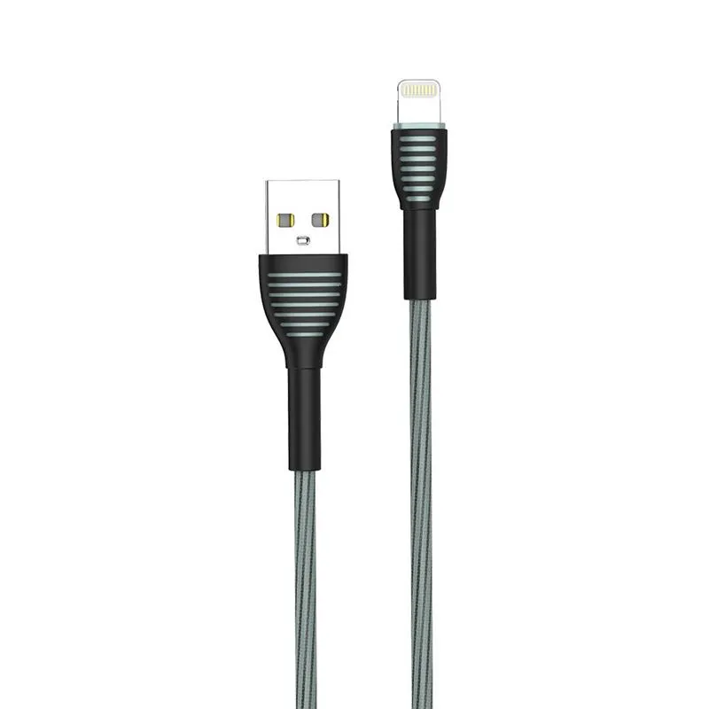 Кабель ColorWay USB - Lightning (M/M), braided cloth, 3 А, 1 м, Gray (CW-CBUL041-GR) - зображення 1