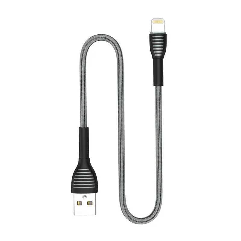 Кабель ColorWay USB - Lightning (M/M), braided cloth, 3 А, 1 м, Gray (CW-CBUL041-GR) - мініатюра 2