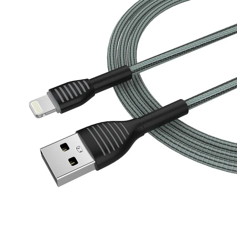 Кабель ColorWay USB - Lightning (M/M), braided cloth, 3 А, 1 м, Gray (CW-CBUL041-GR) - мініатюра 3