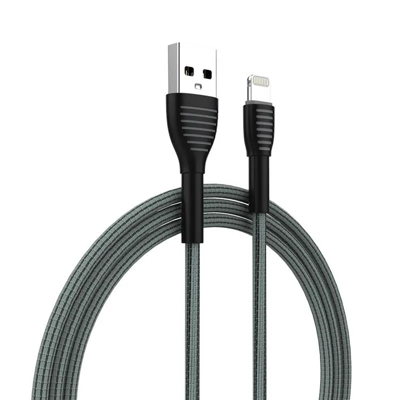 Кабель ColorWay USB - Lightning (M/M), braided cloth, 3 А, 1 м, Gray (CW-CBUL041-GR) - мініатюра 4