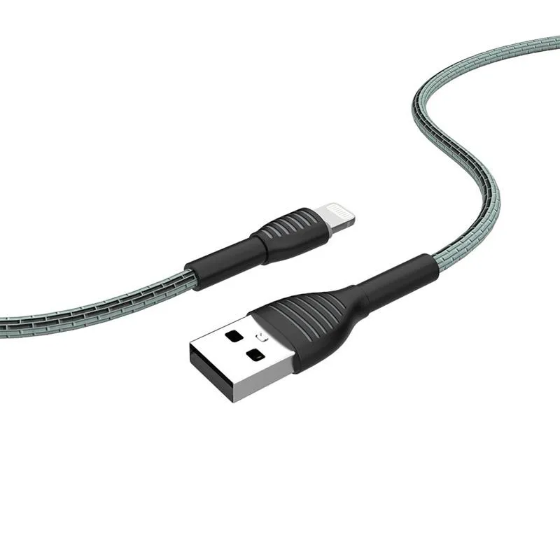 Кабель ColorWay USB - Lightning (M/M), braided cloth, 3 А, 1 м, Gray (CW-CBUL041-GR) - мініатюра 6