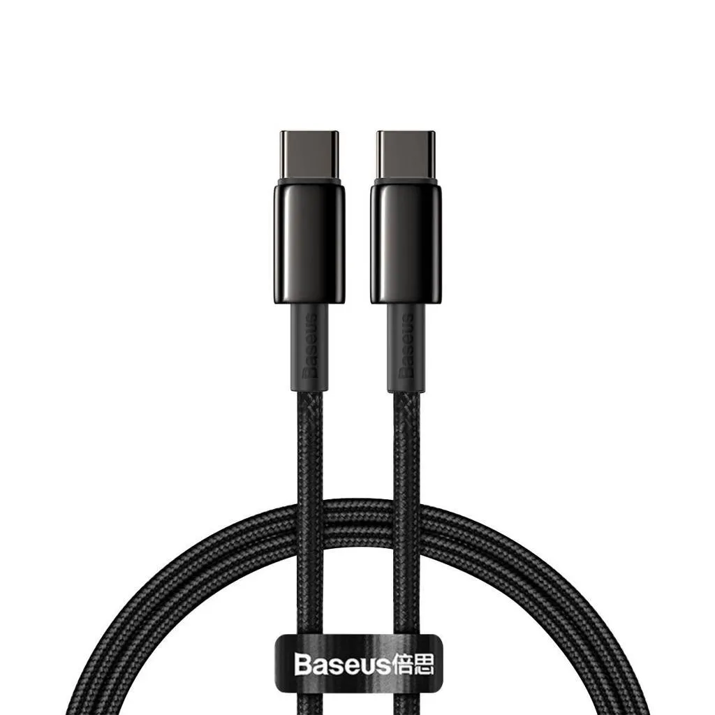 Кабель Baseus Tungsten Gold USB-C-USB-C, 2м Black (CATWJ-A01) - зображення 1