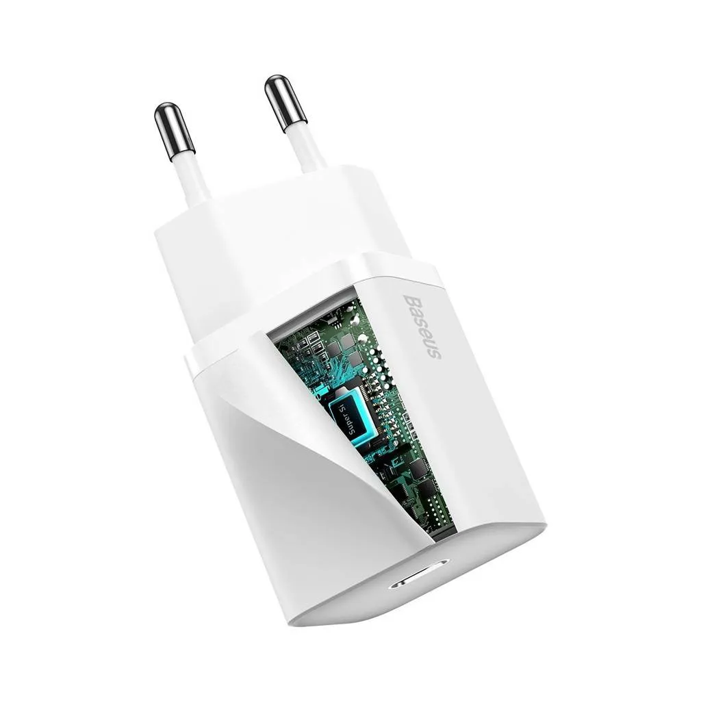 Мережевий зарядний пристрій Baseus Super Silicone PD Charger (1USB-C) 20W White (CCSUP-B02) - мініатюра 4