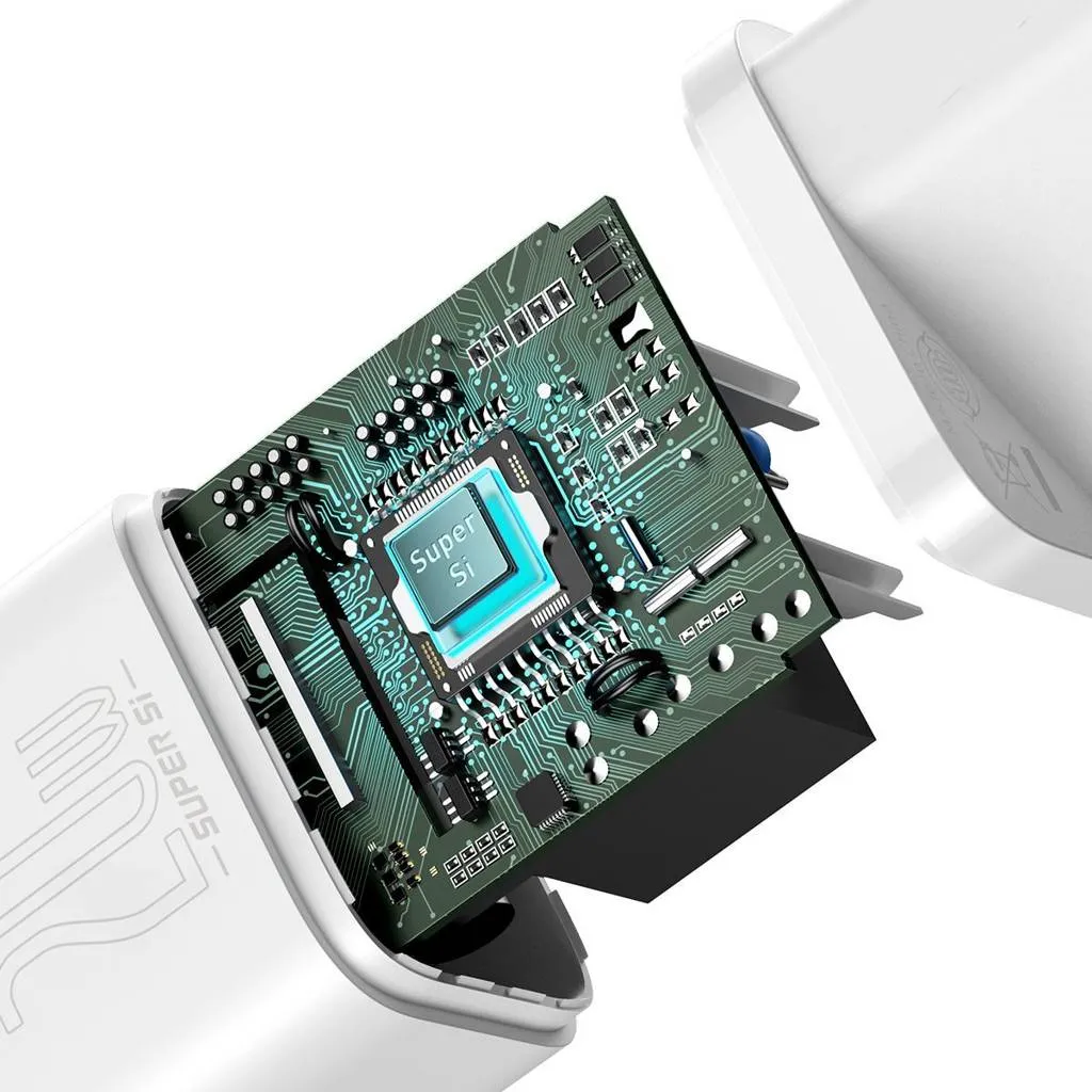 Мережевий зарядний пристрій Baseus Super Silicone PD Charger (1USB-C) 20W White (CCSUP-B02) - мініатюра 6
