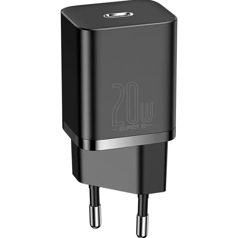 Мережевий зарядний пристрій Baseus (1USB-C) 20W Black (CCSUP-B01) - зображення 1