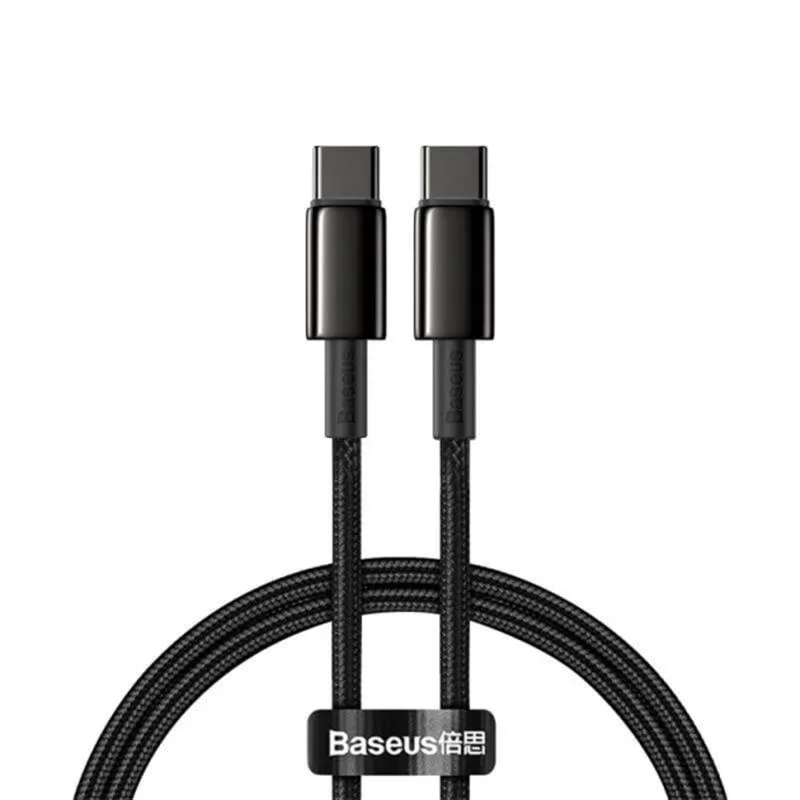 Кабель Baseus Tungsten Gold Fast Charging USB-C-USB-C, 1м Black (CATWJ-01) - мініатюра 2