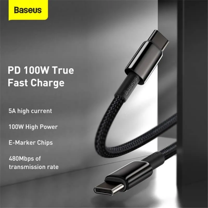 Кабель Baseus Tungsten Gold Fast Charging USB-C-USB-C, 1м Black (CATWJ-01) - мініатюра 4