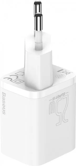 Мережевий зарядний пристрій Baseus Super Silicone PD Charger 25W (1Type-C) White (TZCCSUP-L02) + кабель Type-C - мініатюра 3