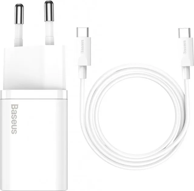 Мережевий зарядний пристрій Baseus Super Silicone PD Charger 25W (1Type-C) White (TZCCSUP-L02) + кабель Type-C - мініатюра 5