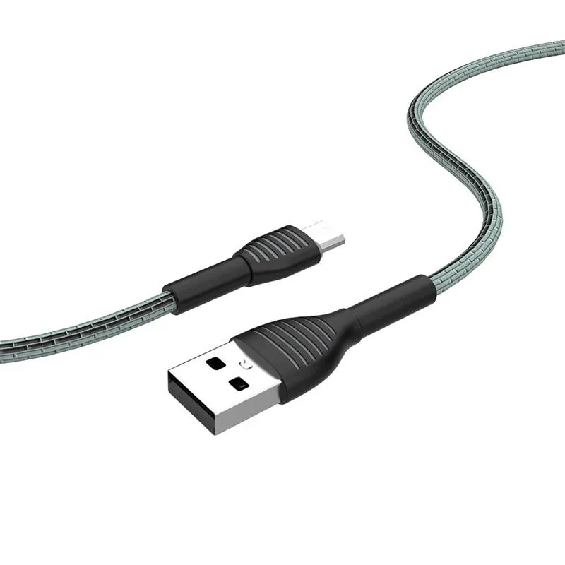 Кабель ColorWay USB - micro USB (M/M), Braided Cloth, 3 А, 1 м, Gray (CW-CBUM041-GR) - мініатюра 3