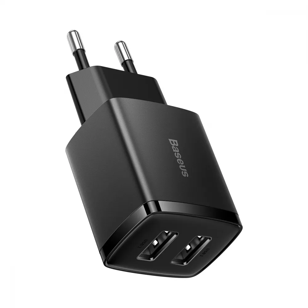 Мережевий зарядний пристрій Baseus Compact 10,5W (2 USB) Black (CCXJ010201) - зображення 1