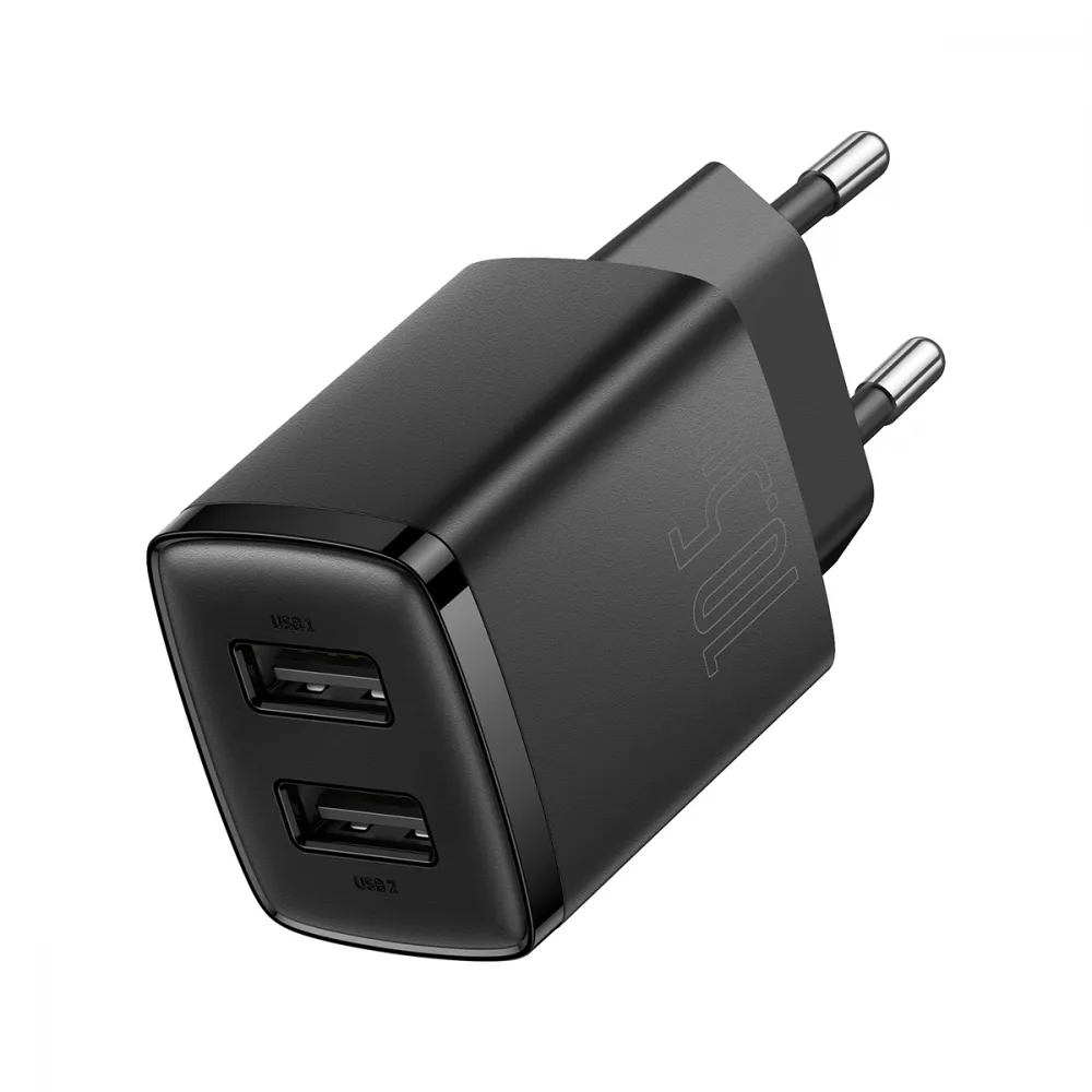 Мережевий зарядний пристрій Baseus Compact 10,5W (2 USB) Black (CCXJ010201) - мініатюра 2