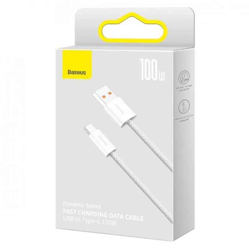 Кабель Baseus Dynamic USB - USB Type-C (M/M), 20 V/5 A, 100 W, 1 м, White (CALD000602) - мініатюра 4