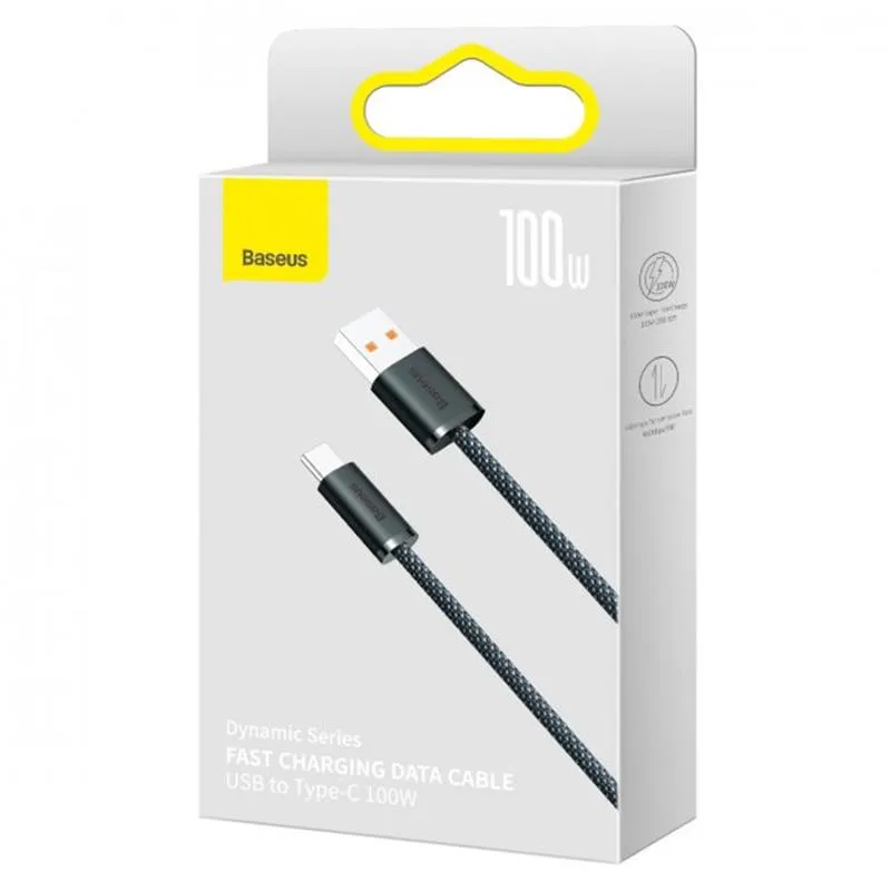 Кабель Baseus Dynamic USB-USB Type-C, 20V/5A, 100W, 1м Grey (CALD000616) - мініатюра 4