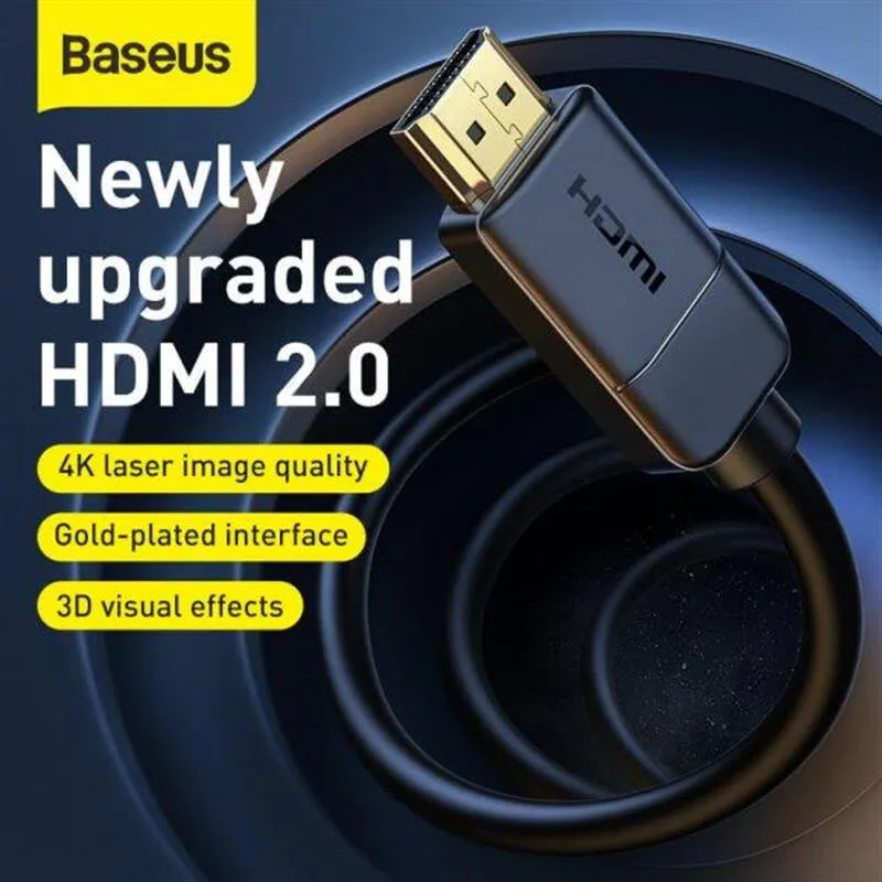 Кабель Baseus High Definition HDMI - HDMI V 2.0, (M/M), 1 м, Black (CAKGQ-A01) - мініатюра 3