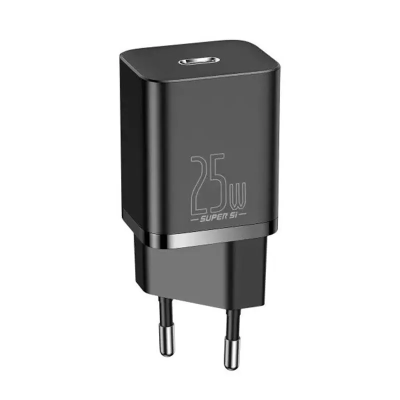 Мережевий зарядний пристрій Baseus Super Si Quick Charger 1C (1USB-C) 25W Black (CCSP020101) - зображення 1