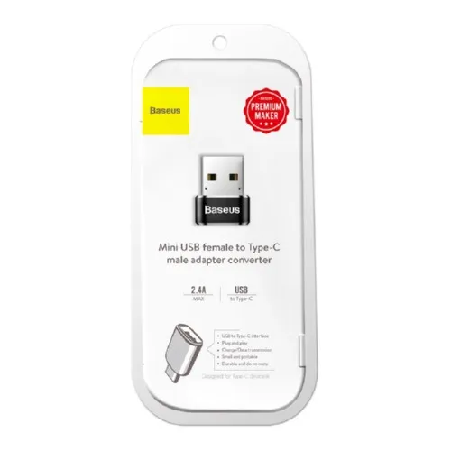 Адаптер Baseus Mini USB Type-C - USB (F/M) Black (CAAOTG-01) - мініатюра 2