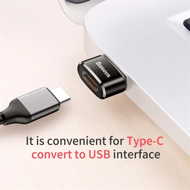 Адаптер Baseus Mini USB Type-C - USB (F/M) Black (CAAOTG-01) - мініатюра 3