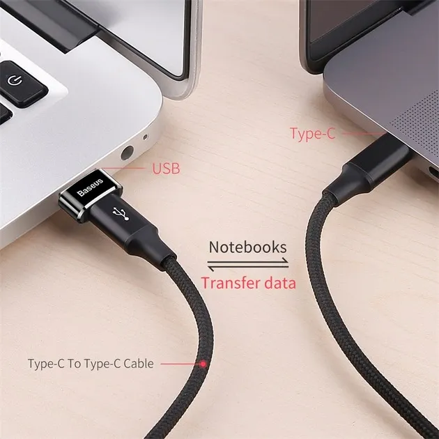 Адаптер Baseus Mini USB Type-C - USB (F/M) Black (CAAOTG-01) - мініатюра 5