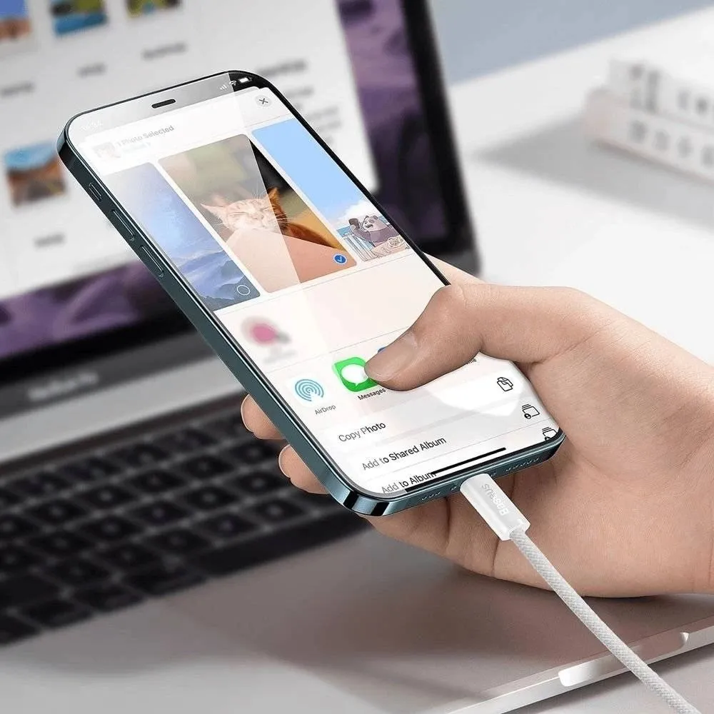 Кабель Baseus USB Type-C - Lightning (M/M), 2 м, White (CALD000102) - мініатюра 7